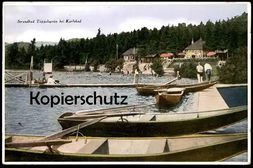 ALTE POSTKARTE STRANDBAD TÜPPELSGRÜN BEI KARLSBAD 1943 Karlovy Vary Ceska Republika Ansichtskarte postcard cpa AK