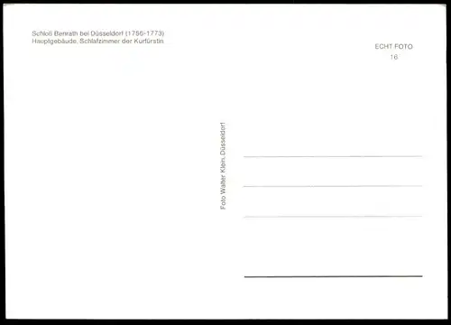 ÄLTERE POSTKARTE DÜSSELDORF SCHLOSS BENRATH HAUPTGEBÄUDE SCHLAFZIMMER KURFÜRSTIN chateau castle Ansichtskarte postcard