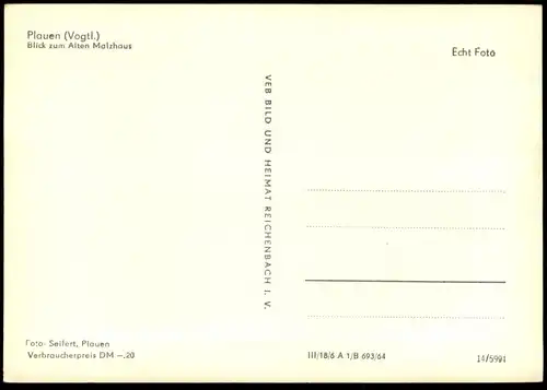 ÄLTERE POSTKARTE PLAUEN BLICK ZUM ALTEN MALZHAUS Ansichtskarte postcard cpa AK