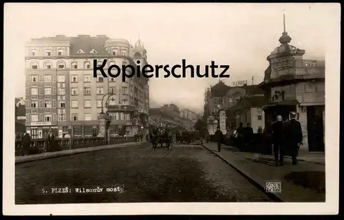 ALTE POSTKARTE PLZEN WILSONUV MOST KutschePilsen Ceska republika Tschechien Czech republic AK Ansichtskarte cpa postcard