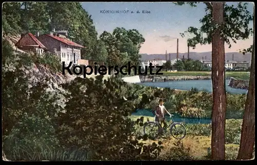ALTE POSTKARTE KÖNIGINHOF A.D. ELBE FAHRRAD DVUR KRALOVE N. LABEM bike bicycle Czech Republic Ceska Republika Tschechien
