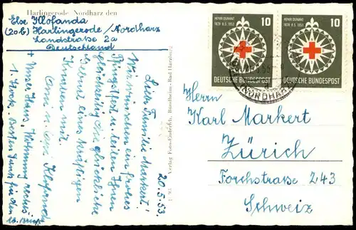 ALTE POSTKARTE HARLINGERODE BLICK VOM LANGENBERG MEINIGSTRASSE DORFTEICH HARZ Bad Harzburg Ansichtskarte postcard AK cpa