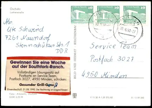 ÄLTERE POSTKARTE OSCHATZ LUTHERSTRASSE Briefkasten Postkasten letterbox boite aux lettres Ansichtskarte AK cpa postcard