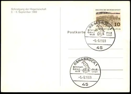 ÄLTERE POSTKARTE OSNABRÜCK SCHNATGANG 1969 HEGERLAISCHAFT HEGER LAISCHAFT OLLE USE Ansichtskarte postcard cpa AK