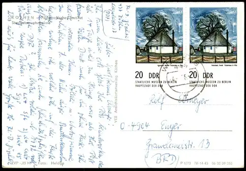 ÄLTERE POSTKARTE KÖTHEN PÄDAGOGISCHES INSTITUT STUDENTENWOHNHEIM FERNSCHACH BRD DDR SCHACH chess postcard AK