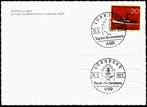 ÄLTERE POSTKARTE LÜBBECKE TAG DES BIERBRAUENS 15.08.1965 GAMBRINUS Bier beer cpa postcard AK Ansichtskarte