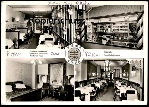 ÄLTERE POSTKARTE BONN CHINARESTAURANT 1957 CHINESISCHES RESTAURANT CHINA MON CHUNG BONNGASSE cpa postcard Ansichtskarte