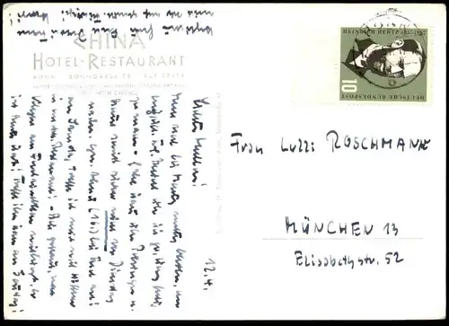 ÄLTERE POSTKARTE BONN CHINARESTAURANT 1957 CHINESISCHES RESTAURANT CHINA MON CHUNG BONNGASSE cpa postcard Ansichtskarte