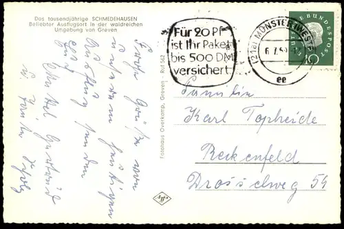 ÄLTERE POSTKARTE SCHMEDEHAUSEN GASTHOF ZUR DOMSCHÄNKE GESCHWISTER WEILIGMANN Ansichtskarte cpa postcard AK