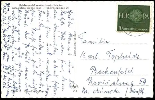ÄLTERE POSTKARTE LIEBFRAUENHÖHE ÜBER HORB BAHNSTATION ERGENZINGEN Rottenburg AK Ansichtskarte postcard Baden-Württemberg