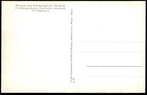 ÄLTERE POSTKARTE HETTIGENBEUERN PENSION DIEDRICH SCHWIMMBAD KLEINER SAAL LIEGEWIESE Buchen Swimming Pool Ansichtskarte