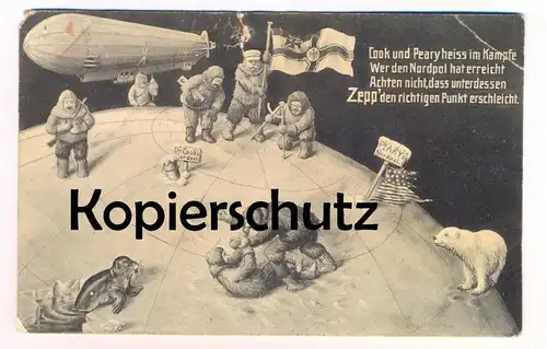 ALTE POSTKARTE POLAR EXPEDITION POLAIRES COOK PEARY NORDPOL ZEPPELIN OURS EISBÄR ROBBE SEAL cpa postcard Ansichtskarte