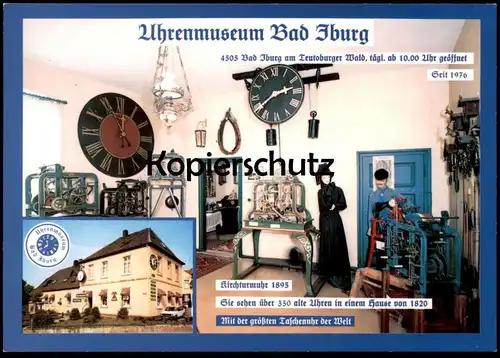 ÄLTERE POSTKARTE UHRENMUSEUM BAD IBURG KIRCHTURMUHR 1895 TASCHENUHR Uhr church clock horloge cpa postcard Ansichtskarte