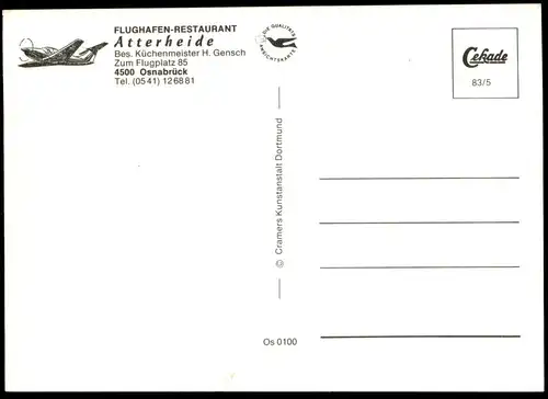 ÄLTERE POSTKARTE FLUGHAFEN RESTAURANT ATTERHEIDE OSNABRÜCK Besitzer Küchenmeister H. Gensch Airport Aeroport Aéroport