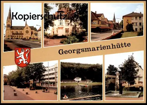 ÄLTERE POSTKARTE GEORGSMARIENHÜTTE BEI OSNABRÜCK PFARRKIRCHE ROTER PLATZ VILLA STAHMER OESEDER STRASSE WALDBAD BRUNNEN
