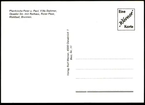 ÄLTERE POSTKARTE GEORGSMARIENHÜTTE BEI OSNABRÜCK PFARRKIRCHE ROTER PLATZ VILLA STAHMER OESEDER STRASSE WALDBAD BRUNNEN