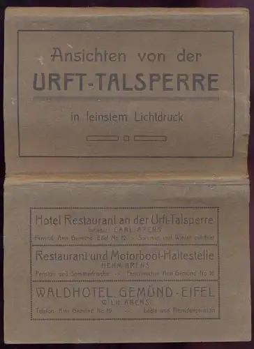 ALTE POSTKARTE LEPORELLO 12 ANSICHTSKARTEN URFTTALSPERRE GEMÜND HEIMBACH SPERRMAUER RESTAURANT LORBACHTAL CARL ARENS AK