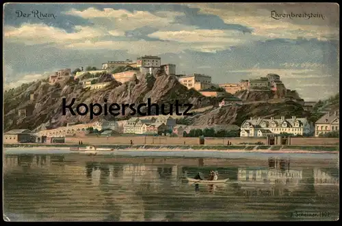 ALTE LITHO POSTKARTE COBLENZ FESTUNG EHRENBREITSTEIN J. SCHEINER 1902 Koblenz Ansichtskarte postcard cpa AK