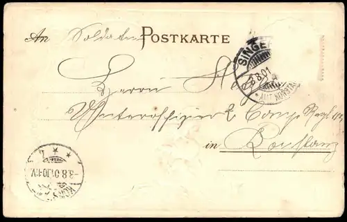 ALTE POSTKARTE PRÄGE POSTKARTE GRUSS AUS DEM HEGAU DER HOHENTWIEL JAGD HUNTING HASE AUERHAHN Jagdhund Jagdhorn postcard