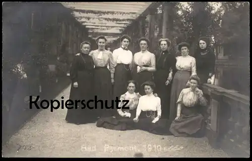 ALTE FOTO POSTKARTE BAD PYRMONT 1910 FRAUEN IM PALMENGARTEN women femme cpa photo postcard AK Ansichtskarte