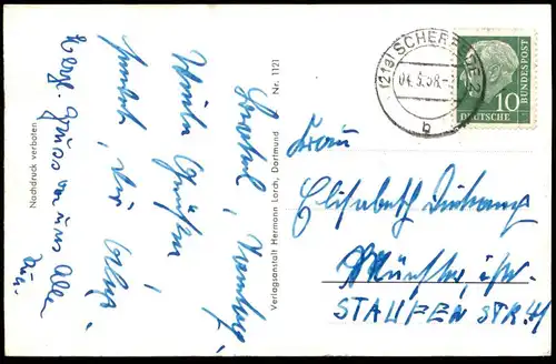 ALTE POSTKARTE GRUSS AUS DEM TEUTOBURGER WALD HERMANNSDENKMAL LOPSHORN DONOPER TEICH DETMOLD AM DENKMEL AK cpa postcard