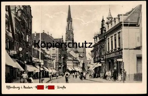 ALTE POSTKARTE OFFENBURG A-H-STRASSE SCHIRM STAIB HOTEL RHEINISCHER HOF SCHORL cpa postcard Ansichtskarte AK