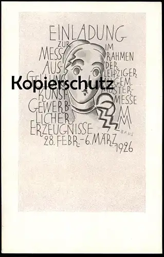 ALTE POSTKARTE LEIPZIG MESSE 1926 KUNSTGEWERBLICHE ERZEUGNISSE IM RAHMEN DER MUSTERMESSE SIGN. BAUS exhibition