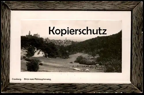 ALTE KARTE CRONBERG BLICK VOM PHILOSOPHENWEG HERZLICHEN GLÜCKWUNSCH Kronberg Passepartout postcard cpa
