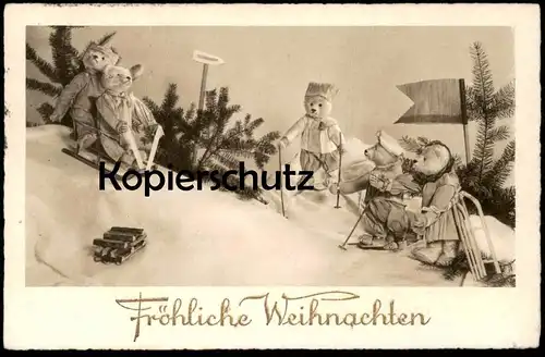 ALTE POSTKARTE TEDDYBÄREN RODELN VERMENSCHLICHT Teddy Bär Beer Bear Ours Oso Nounours Bären sleigh luge Ansichtskarte AK