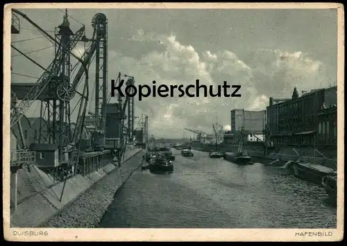 ALTE POSTKARTE DUISBURG HAFENBILD SCHIFFE KRAN crane grue cargo ship Hafen port Ansichtskarte cpa AK postcard
