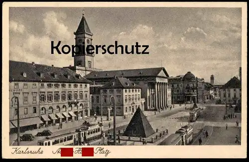 ALTE POSTKARTE KARLSRUHE A.-H. PLATZ DREI STRASSENBAHNEN Strassenbahn tram tramway Ansichtskarte cpa postcard AK