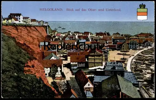 ALTE POSTKARTE HELGOLAND BLICK AUF DAS OBER- UND UNTERLAND Oberland Insel Ansichtskarte AK postcard cpa