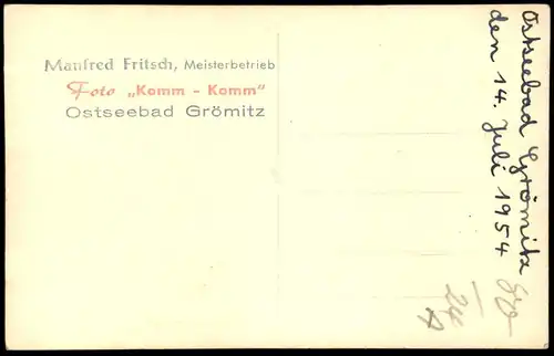 ALTE FOTO POSTKARTE GRÖMITZ JULI 1954 MUTTER & SOHN KIND Manfred Fritsch Komm - Komm mother Kleid Kette child cpa photo