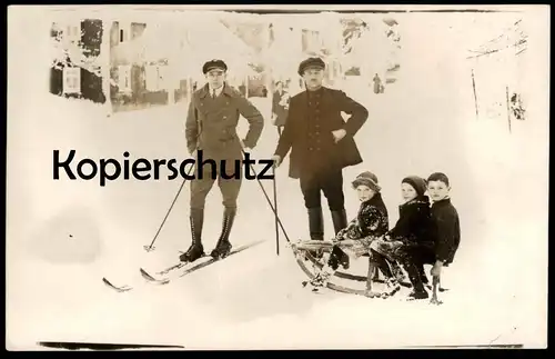 ALTE FOTO POSTKARTE HECKENGEREUTH FRAUENWALD ILMENAU WINTER 1927 SKI SCHLITTEN KINDER Schleusingen luge sleigh postcard