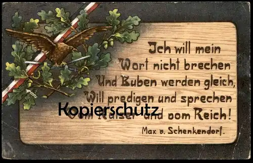 ALTE POSTKARTE SPRUCH MAX VON SCHENKENDORF 1916 1. WELTKRIEG KAISER REICH PATRIOTIKA Patriotik Adler eagle Eichenlaub