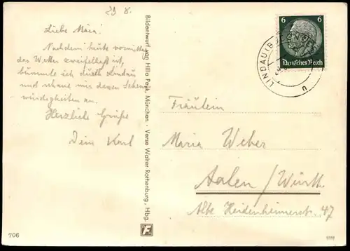 ALTE POSTKARTE DER KLEINE MANN ZIEHT IN DIE WELT 1941 WANDERER SIGN. HILLA PEYK child enfant cpa postcard Ansichtskarte