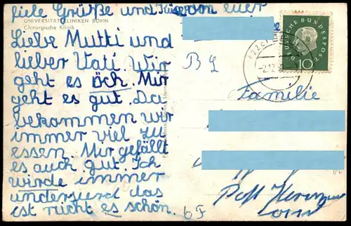 ALTE POSTKARTE BONN UNIVERSITÄTSKLINIKEN CHIRURGISCHE KLINIK Hospital Krankenhaus postcard Ansichtskarte cpa AK