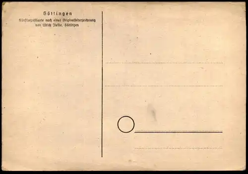 ALTE KÜNSTLER POSTKARTE GÖTTINGEN NACH ORIGINALFEDERZEICHNUNG ULRICH ZIELKE Zeichnung Ansichtskarte AK cpa postcard