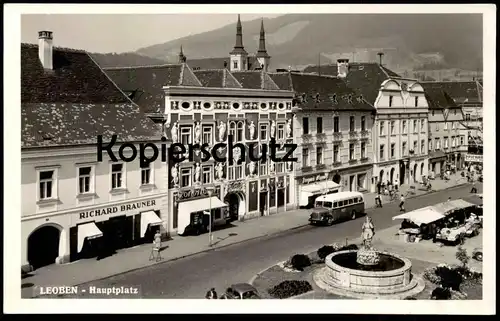 ALTE POSTKARTE LEOBEN HAUPTPLATZ BUS Markt market marché Steiermark Österreich Austria cpa Ansichtskarte postcard AK