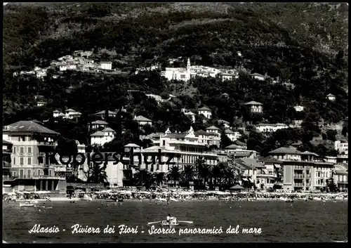 ÄLTERE POSTKARTE ALASSIO RIVIERA DEI FIORI SCORCIO PANORAMICO DAL MARE Arasce cpa postcard AK Ansichtskarte