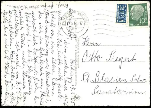 ÄLTERE POSTKARTE FREIBURG LUFTBILD TOTALANSICHT FLIEGERAUFNAHME GESAMTANSICHT TOTAL postcard cpa AK Ansichtskarte