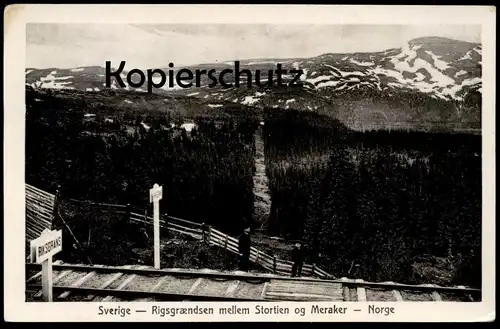 ALTE POSTKARTE STORLIEN OG MERAKER NORWEGEN NORGE SVERIGE RIGSGRAENSE RIKSGRANS border Grenze Stortien Sweden postcard