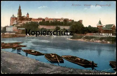 ALTE POSTKARTE KRAKOW WAWEL KÖNIGSSCHLOSS KRAKAU Boote chateau castle Polska Poland Polen Ansichtskarte Schloss postcard