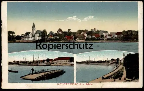 ALTE POSTKARTE KELSTERBACH AM MAIN HESSEN FÄHRE TOTALANSICHT Gesamtansicht Total ferry Ansichtskarte AK cpa postcard
