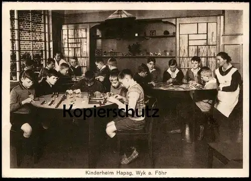 ALTE POSTKARTE WYK AUF FÖHR KINDERHEIM HAPAG SCHIFFE KREUZER SPIELZEUG BAUEN BASTELN Ansichtskarte AK postcard cpa Insel