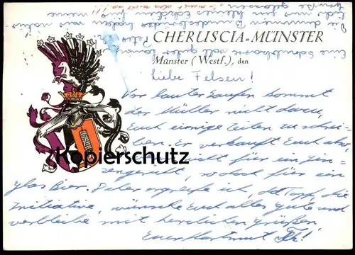 ALTE POSTKARTE MÜNSTER WAPPEN COULEURKARTE STUDENTICA STUDENTIKA CHERUSCIA WAHR Burschenschaft Ansichtskarte postcard AK