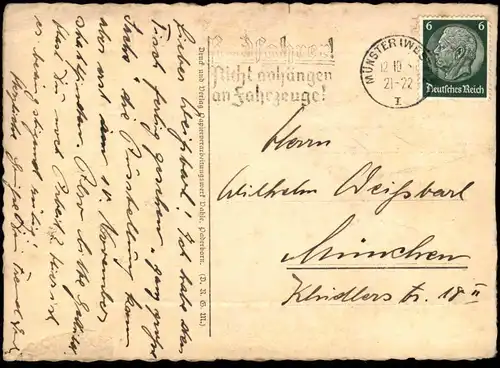 ALTE KÜNSTLER POSTKARTE MÜNSTER WESTFALEN LAMBERTIKIRCHE SIGN. HEINZ FICKE Ansichtskarte AK cpa postcard
