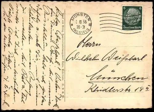 ALTE KÜNSTLER POSTKARTE MÜNSTER WESTFALEN ÜBERWASSERKIRCHE SIGN. HEINZ FICKE Ansichtskarte AK cpa postcard