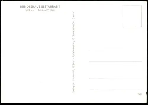 ÄLTERE POSTKARTE BUNDESHAUS RESTAURANT BONN Parlament Parliament Parlement Politik Politics Policy Politique Germany AK