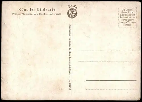 ALTE POSTKARTE ALLE BLÜMLEIN ERWACHT KIND HASEN AQUARELL VON PROFESSOR STRÄTER Hase child Ansichtskarte cpa AK postcard